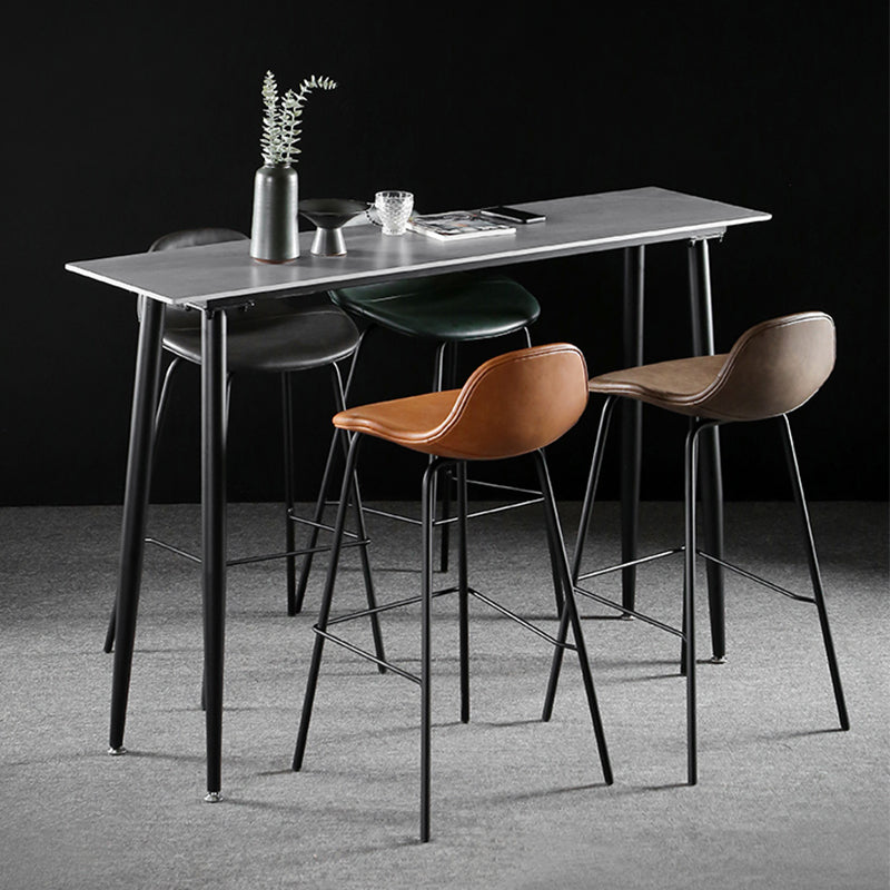 Industrial Style Bar Table Stone Rectangle Pub Table in Gray