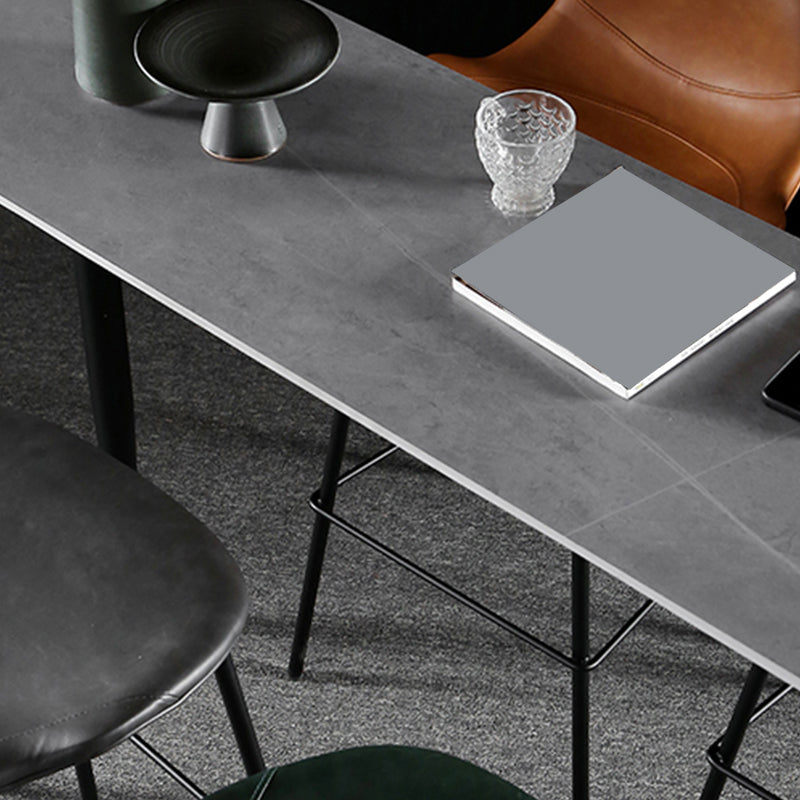 Industrial Style Bar Table Stone Rectangle Pub Table in Gray