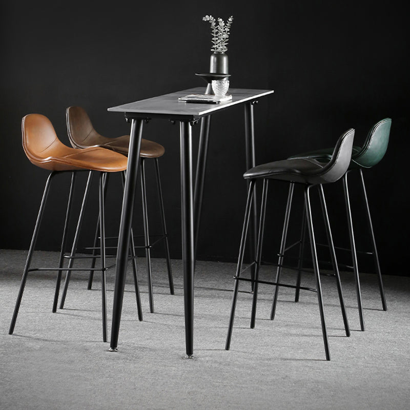 Industrial Style Bar Table Stone Rectangle Pub Table in Gray