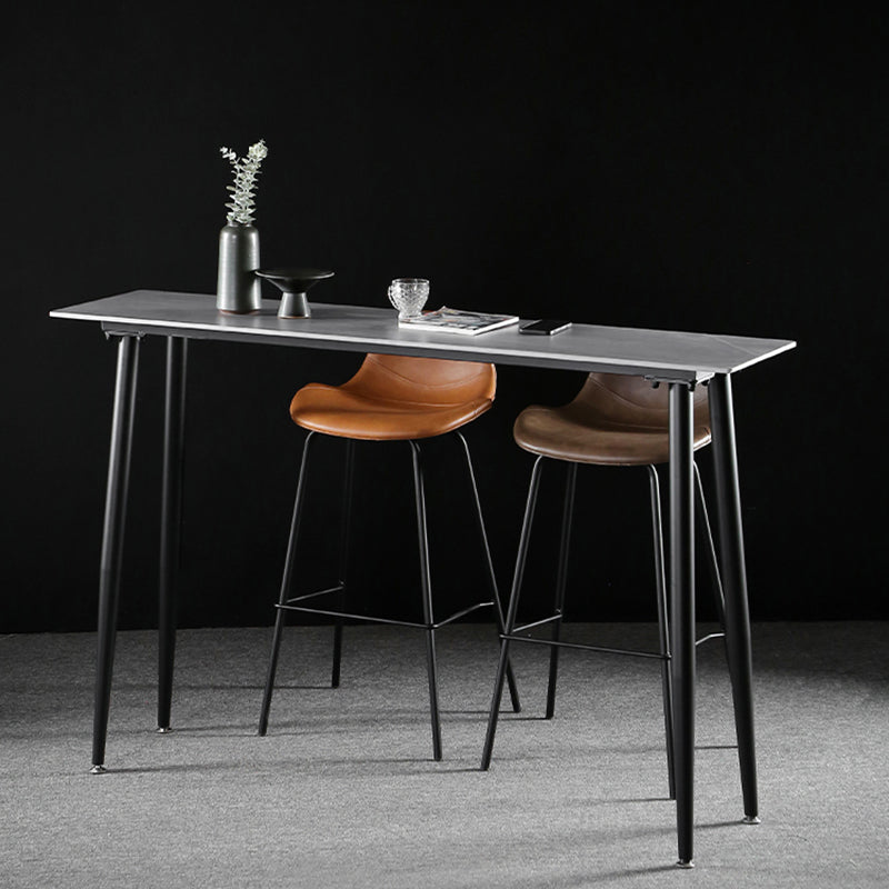 Industrial Style Bar Table Stone Rectangle Pub Table in Gray