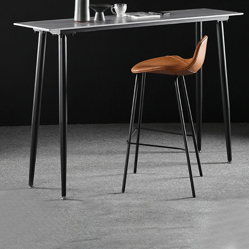 Industrial Style Bar Table Stone Rectangle Pub Table in Gray