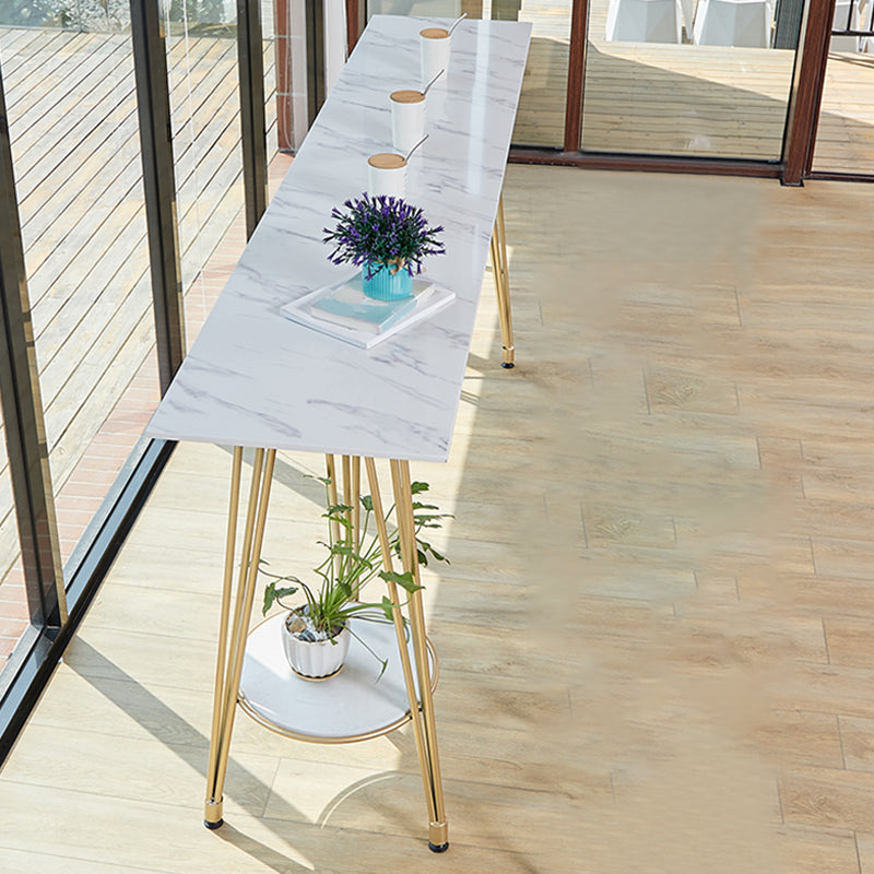 Rectangle Pub Table Glam Stone Bar Table for Cafe and Breakroom