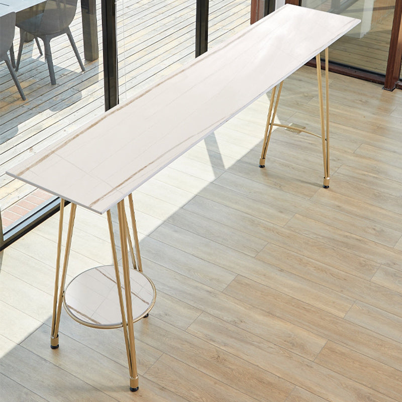 Rectangle Pub Table Glam Stone Bar Table for Cafe and Breakroom