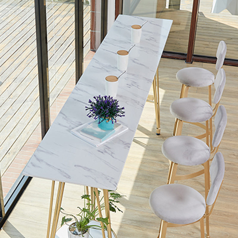 Rectangle Pub Table Glam Stone Bar Table for Cafe and Breakroom