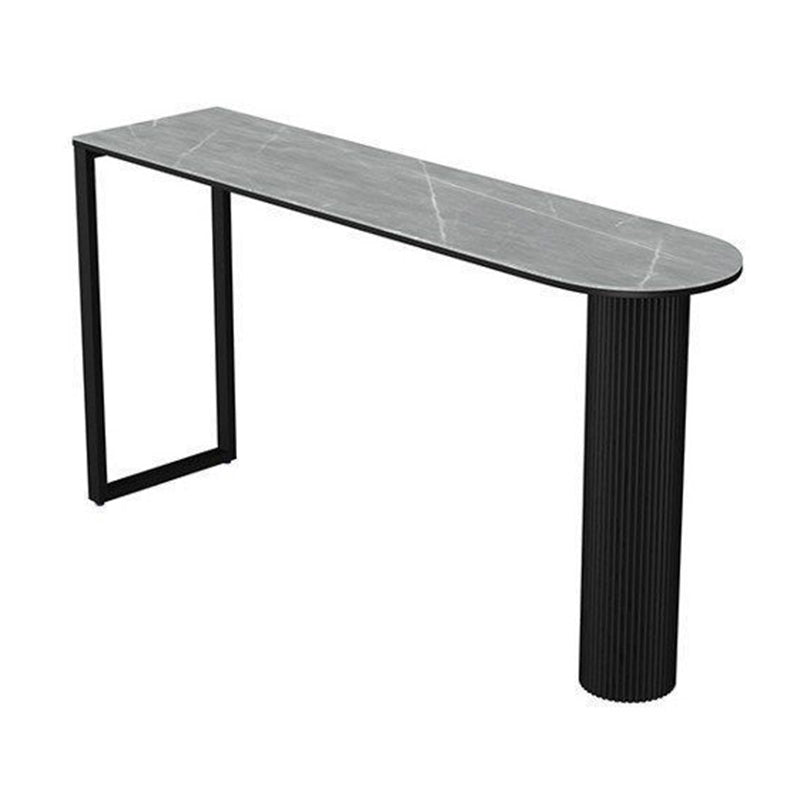 Rectangle Stone Bar Dining Table Bar Height Metal Base Bar Table