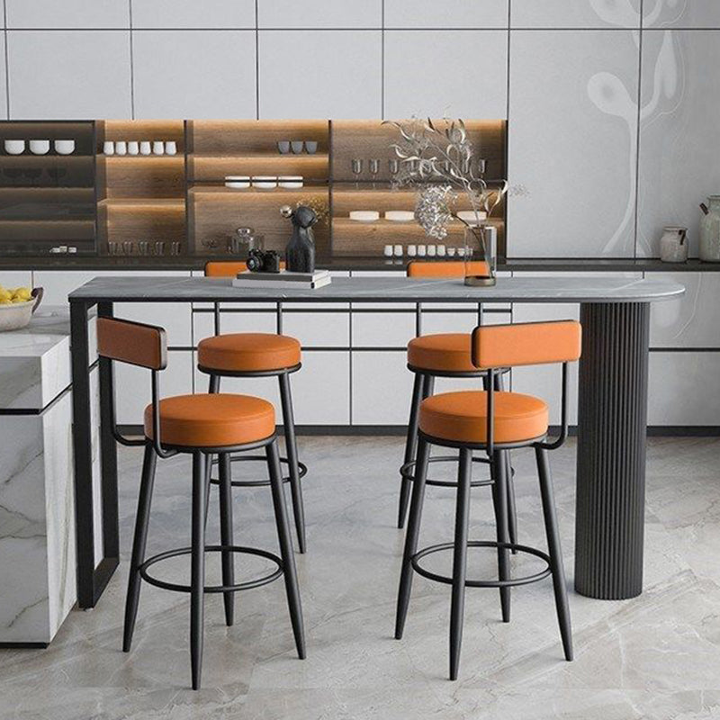 Rectangle Stone Bar Dining Table Bar Height Metal Base Bar Table