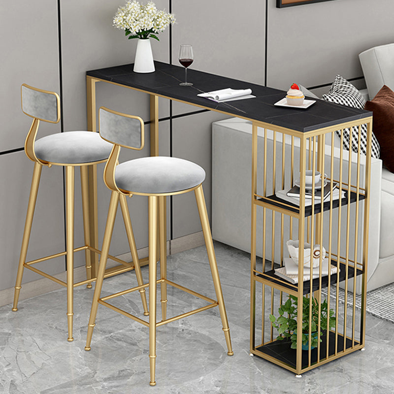 Industrial Style Bar Table Stone Rectangle Pub Table for Outdoor and Breakroom