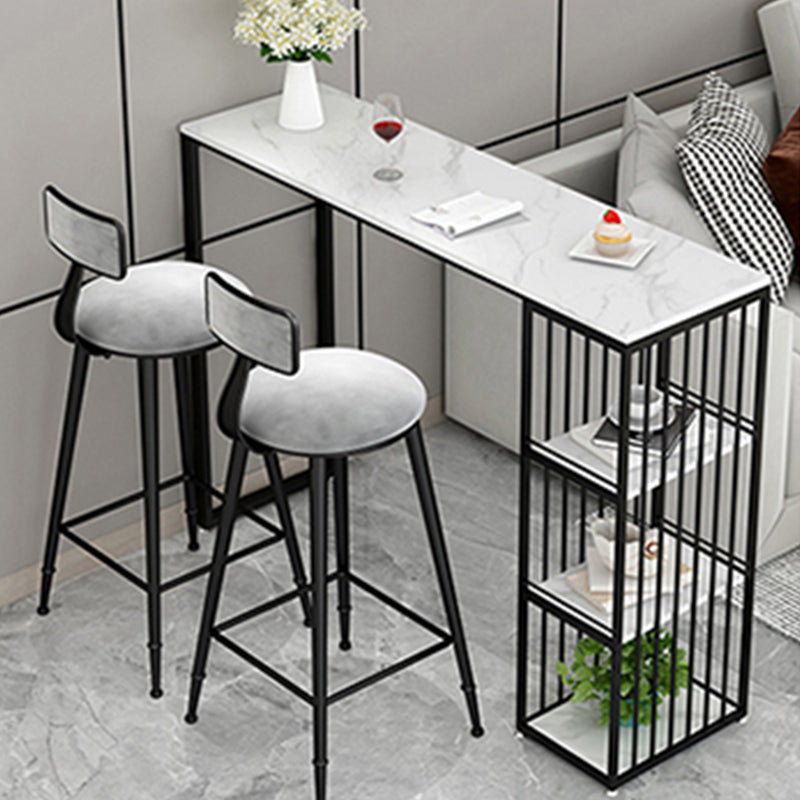 Industrial Style Bar Table Stone Rectangle Pub Table for Outdoor and Breakroom