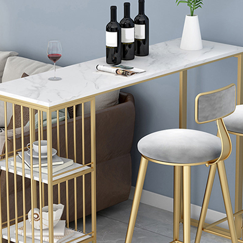 Industrial Style Bar Table Stone Rectangle Pub Table for Outdoor and Breakroom