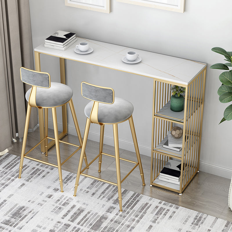 Industrial Style Bar Table Stone Rectangle Pub Table for Outdoor and Breakroom