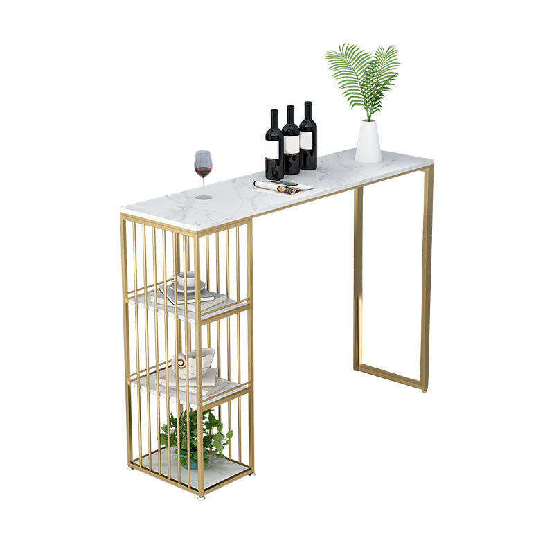 Industrial Style Bar Table Stone Rectangle Pub Table for Outdoor and Breakroom