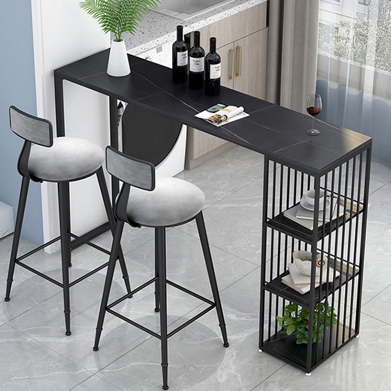 Industrial Style Bar Table Stone Rectangle Pub Table for Outdoor and Breakroom