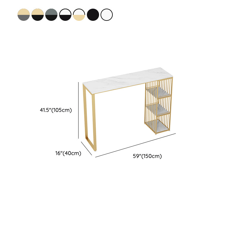Industrial Style Bar Table Stone Rectangle Pub Table for Outdoor and Breakroom
