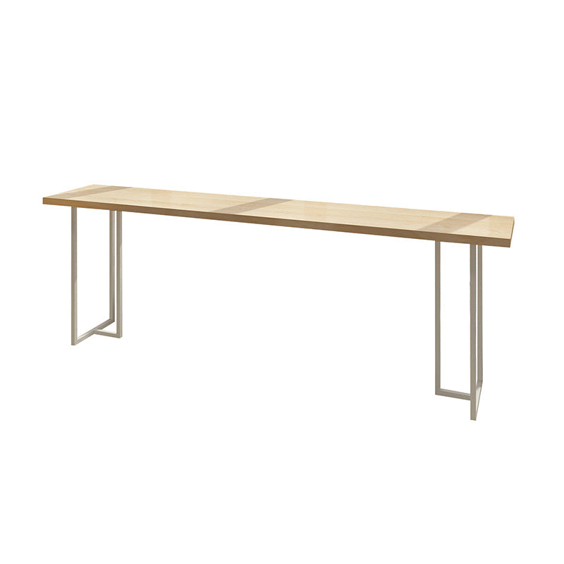 Modern Solid Wood Bistro Bar Table Rectangle Metal Base Bar Table