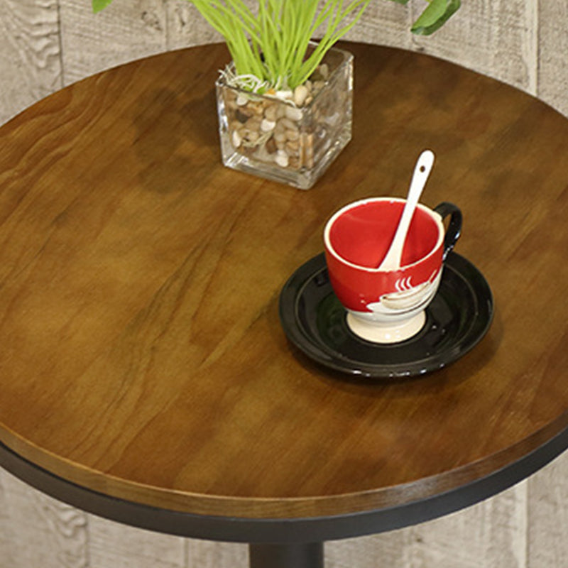 Industrial Pedestal Bistro Bar Table Solid Wood and Metal Base Bar Table