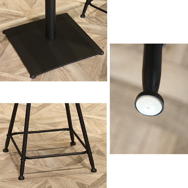 Industrial Pedestal Bistro Bar Table Solid Wood and Metal Base Bar Table