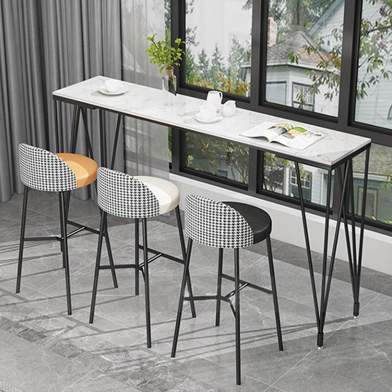 Rectangle Pub Table Glam Faux Marble Top Bar Table for Cafe and Breakroom