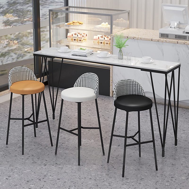 Rectangle Pub Table Glam Faux Marble Top Bar Table for Cafe and Breakroom