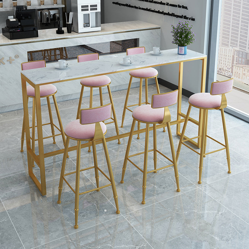 Glam Style Rectangle Bar Set 1/4/7 Pieces Faux Marble Pub Dining Set for Indoor