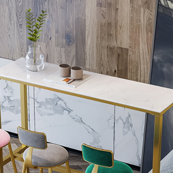 Glam Style Rectangle Bar Set 1/4/7 Pieces Faux Marble Pub Dining Set for Indoor