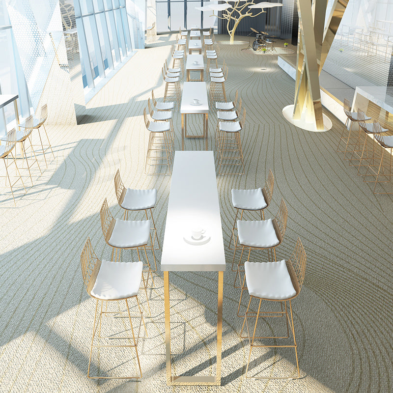 Glam Style Bar Table Set 1/7 Pieces Solid Wood Counter Table with Upholstered Stools