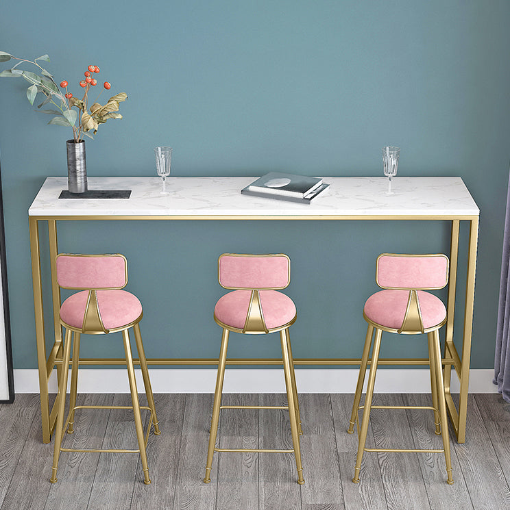 Glam Rectangle Bar Table Set 1/2/4 Pieces Faux Marble Pub Set for Dining Room