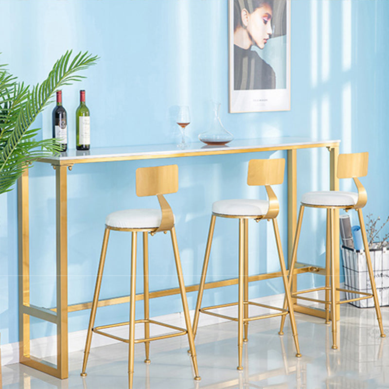 Glam Rectangle Pub Set 1/4/7 Pieces Faux Marble Bar Table with Upholstered Stools