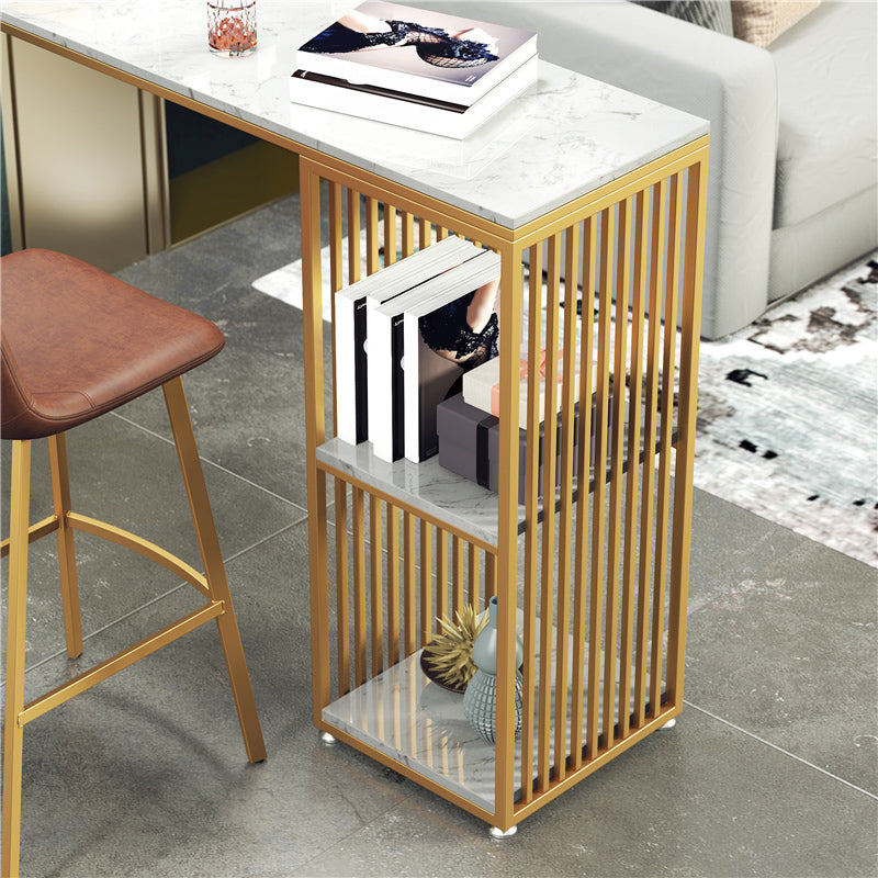 Glam Rectangle Bistro Set 1/3/4 Pieces Marble Pub Table with Solid Back Stools