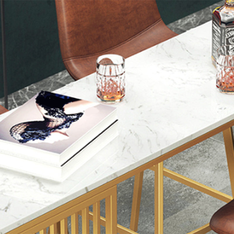 Glam Rectangle Bistro Set 1/3/4 Pieces Marble Pub Table with Solid Back Stools