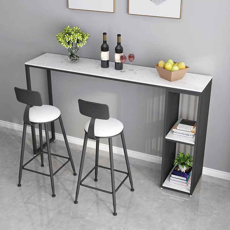 Modern Bar Table Set 1/2/3 Pieces Faux Marble Counter Table with Upholstered Stools