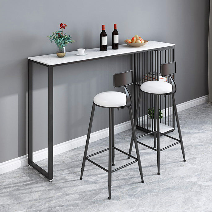 Modern Bar Table Set 1/2/3 Pieces Faux Marble Counter Table with Upholstered Stools