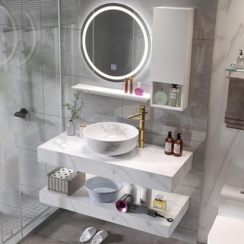 Contemporary Vanity Sink Wall-Mounted Bathroom Vanity Cabinet with Mirror