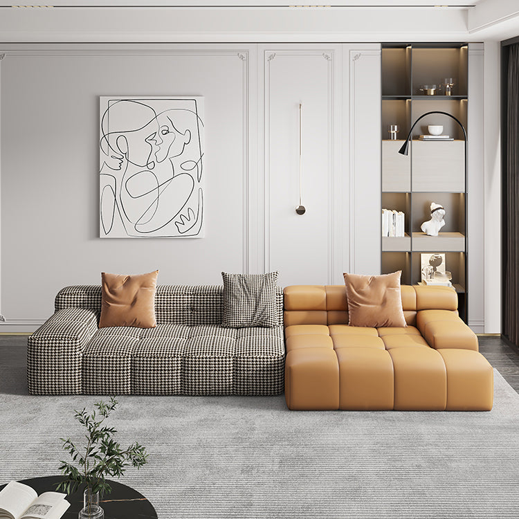 Scandinavian Sleeper Sectional with Tufted Split-Back and Recessed Arm