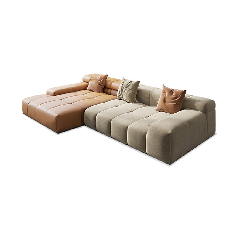 Scandinavian Sleeper Sectional with Tufted Split-Back and Recessed Arm