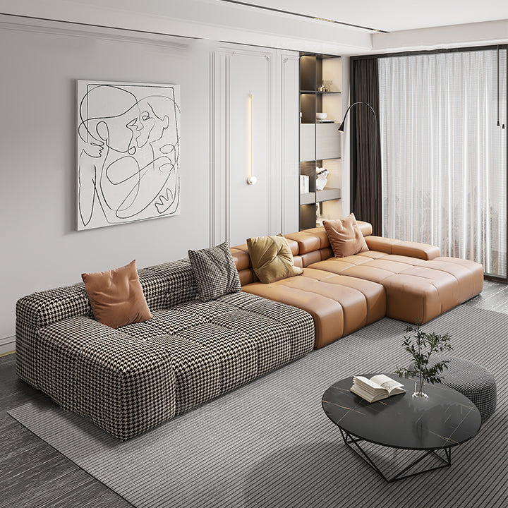 Scandinavian Sleeper Sectional with Tufted Split-Back and Recessed Arm