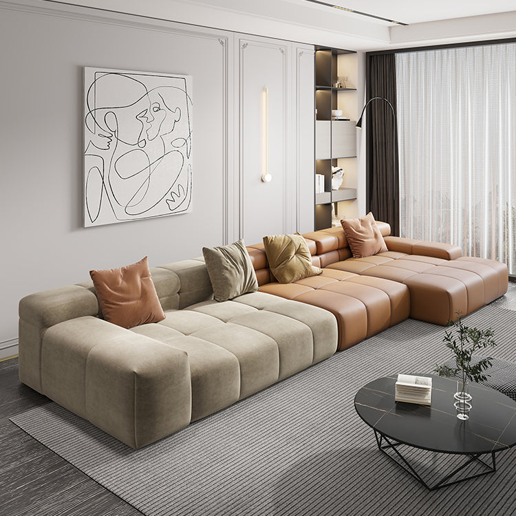 Scandinavian Sleeper Sectional with Tufted Split-Back and Recessed Arm