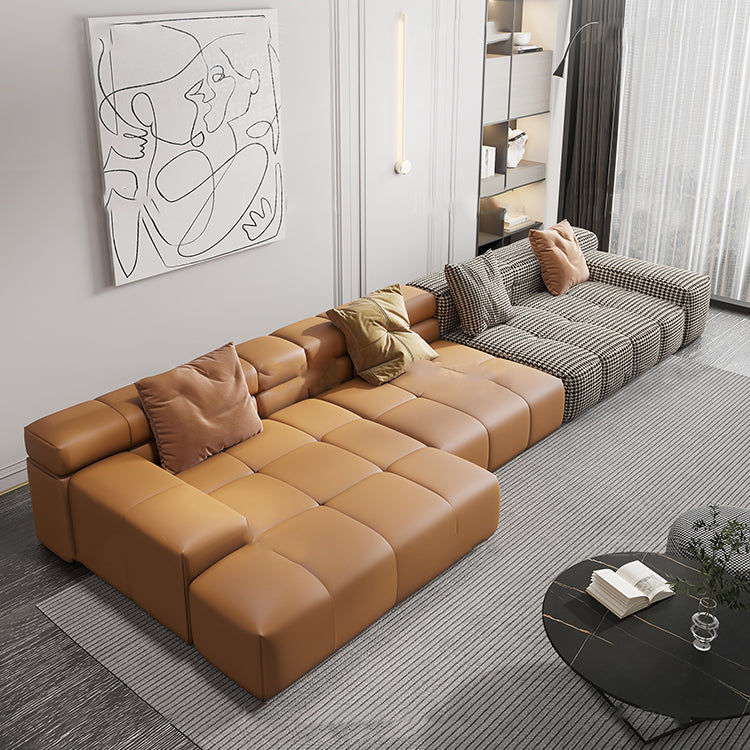 Scandinavian Sleeper Sectional with Tufted Split-Back and Recessed Arm