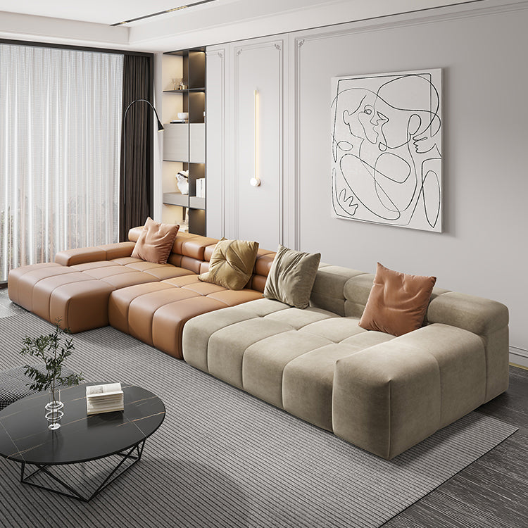 Scandinavian Sleeper Sectional with Tufted Split-Back and Recessed Arm