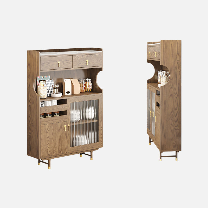 Contemporary Glass Doors Dining Hutch Ash Storage Cabinet for Dining Room