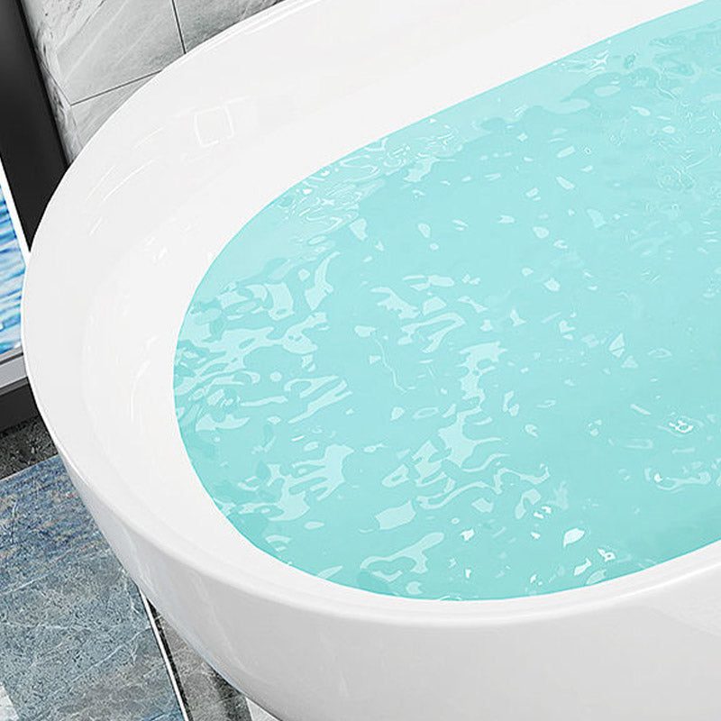Soaking Freestanding Tub with Overflow Trim White Acrylic Oval Bathtub