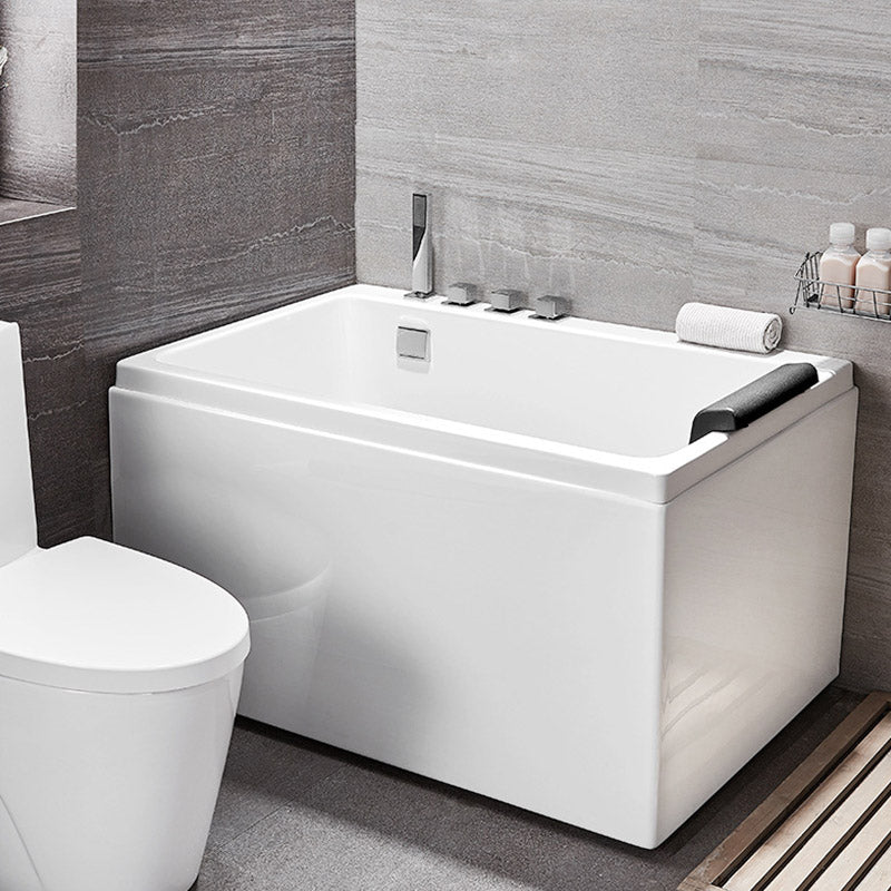 Acrylic Rectangular Bath Tub with Faucet Modern White Tub with Internal Drain