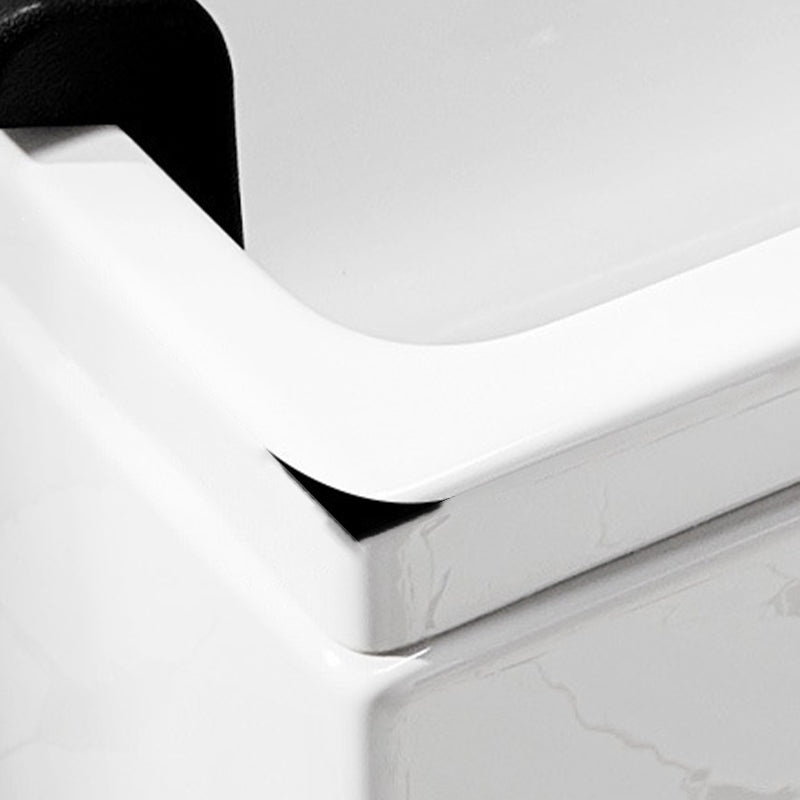 Acrylic Rectangular Bath Tub with Faucet Modern White Tub with Internal Drain