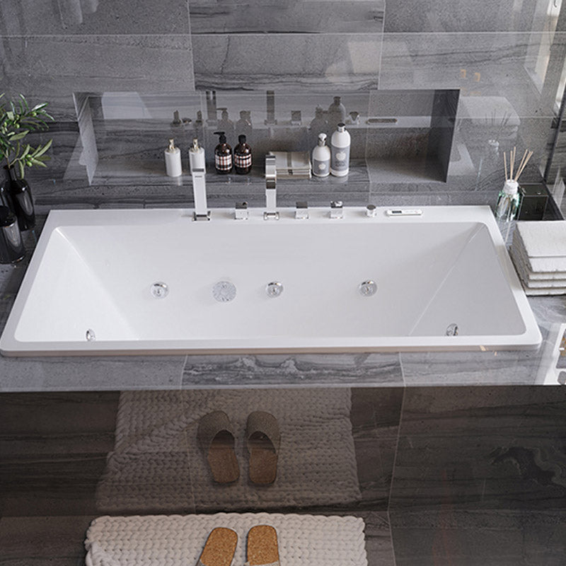 Modern White Acrylic Embedded Bathtub with Drain Bath Tub and Massage Device