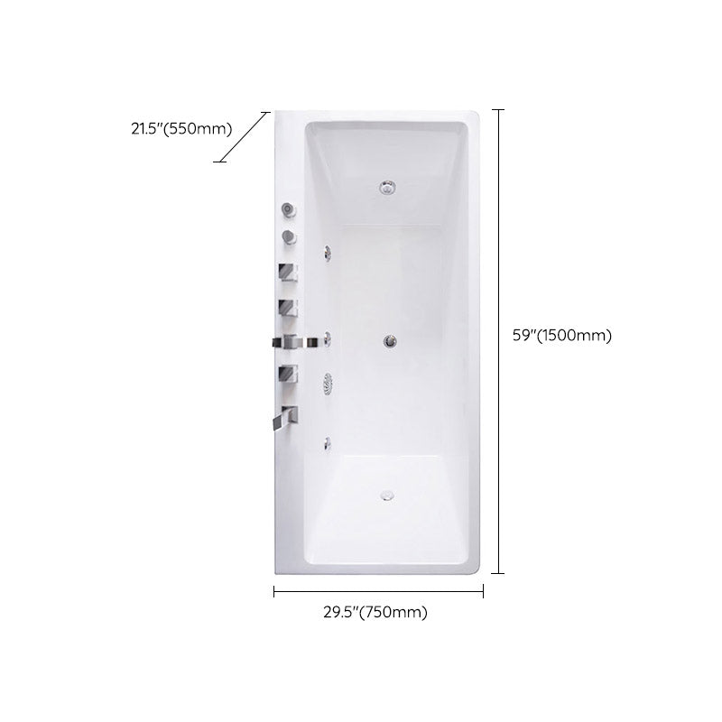 Modern White Acrylic Embedded Bathtub with Drain Bath Tub and Massage Device