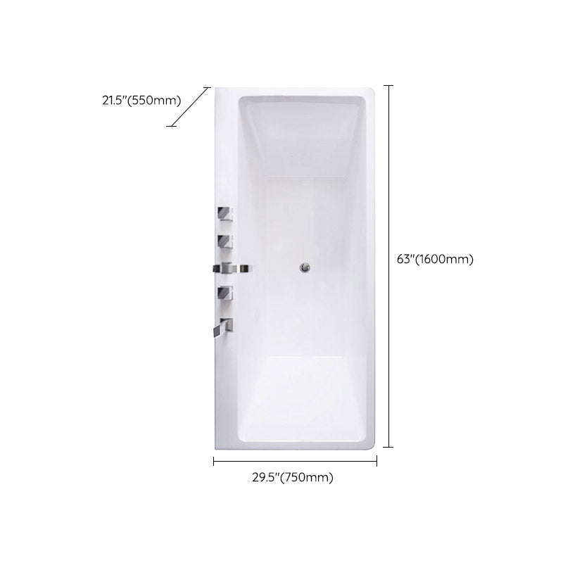Modern White Acrylic Embedded Bathtub with Drain Bath Tub and Massage Device
