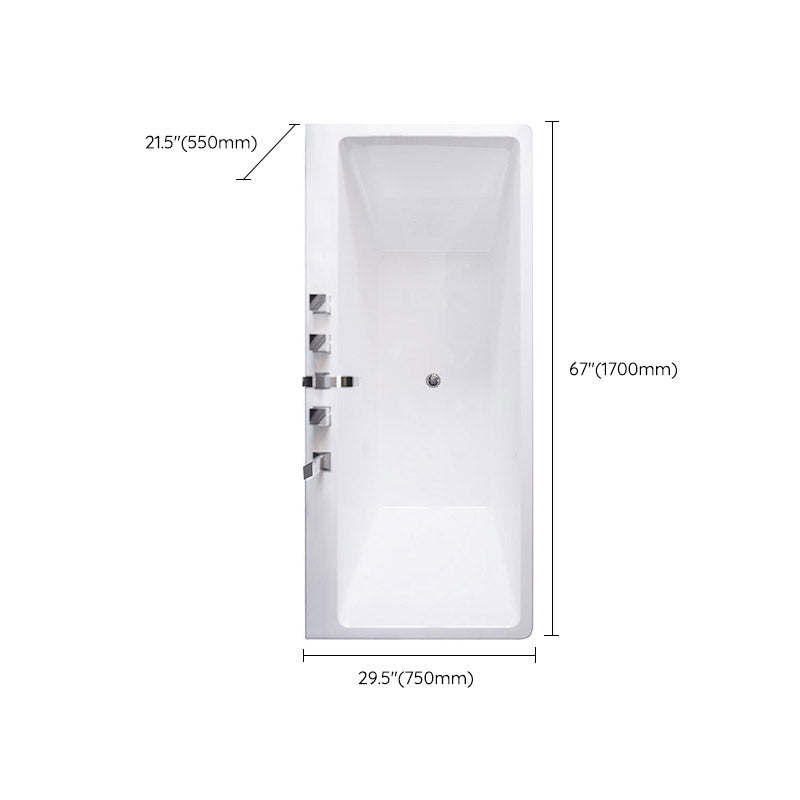 Modern White Acrylic Embedded Bathtub with Drain Bath Tub and Massage Device