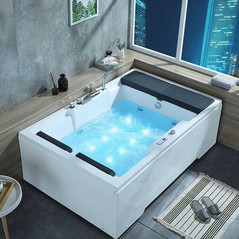 Modern Style Acrylic Rectangular Bath Tub White Tub with Internal Drain