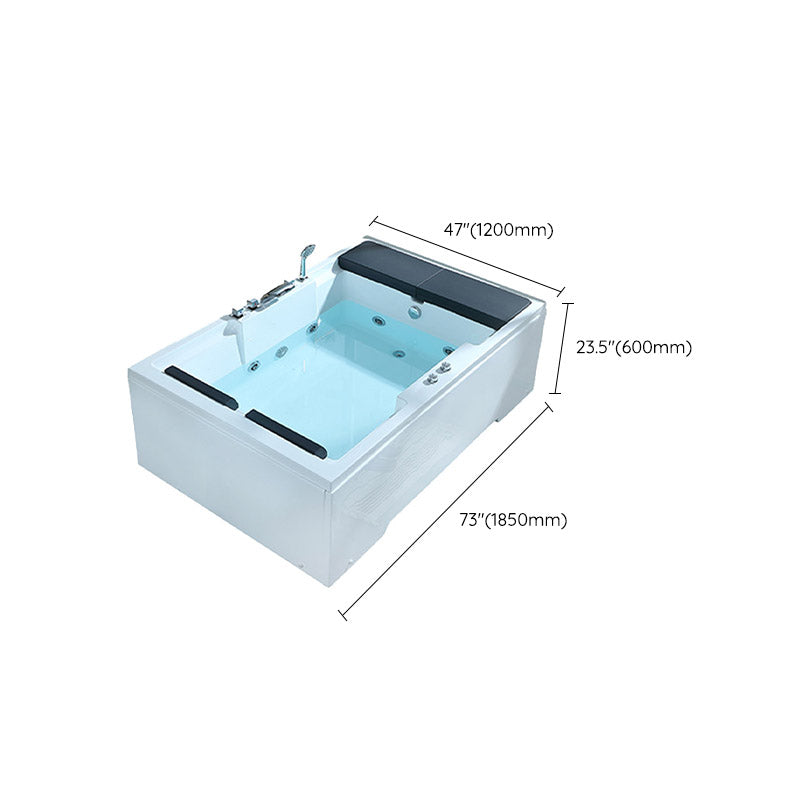 Modern Style Acrylic Rectangular Bath Tub White Tub with Internal Drain