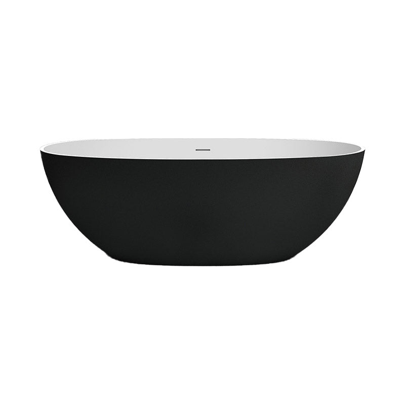 Modern Stone Oval Bath Tub Soaking Stand Alone Tub with Drain