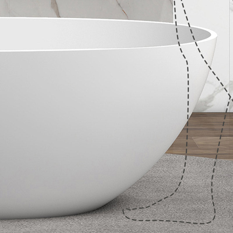 Modern Stone Oval Bath Tub Soaking Stand Alone Tub with Drain